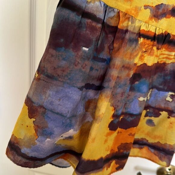 Marie Oliver Rhetta Long Sleeve Mini Dress, Gold & Blue Multi Color, Medium NWOT - Picture 6 of 9